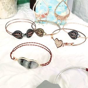 Copper, gold, silver wire wrap Love bracelets